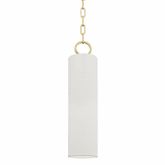 Hudson Valley Brookville 1-LT Pendant - Aged Brass/White - 2384-AGB/WH