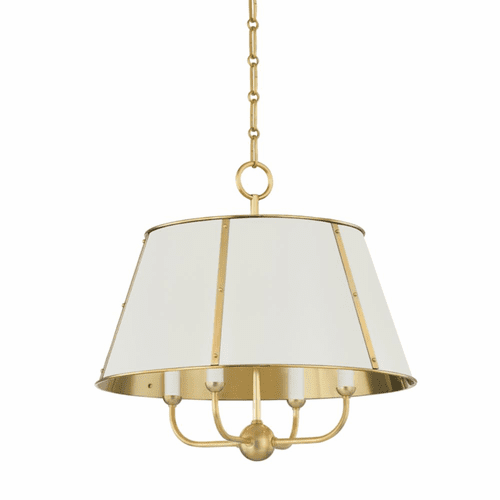 Hudson Valley Cambridge 4 Light Chandelier - Aged Brass/Off White - MDS120-AGB/OW