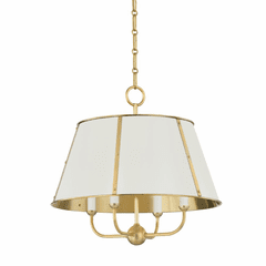 Hudson Valley Cambridge 4 Light Chandelier - Aged Brass/Off White - MDS120-AGB/OW