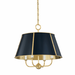 Hudson Valley Cambridge 4-LT Chandelier - Aged Brass/Darkest Blue - MDS120-AGB/DBL