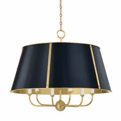 Hudson Valley Cambridge 6-LT Chandelier - Aged Brass/Darkest Blue - MDS121-AGB/DBL
