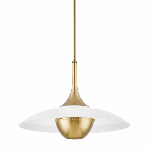 Hudson Valley Clarkson 1-LT Pendant - Aged Brass/White - 3724-AGB/WH