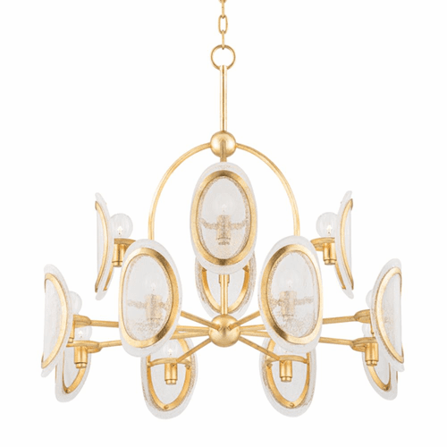Hudson Valley Danes 12 Light Chandelier - Vintage Gold Leaf - 1534-VGL