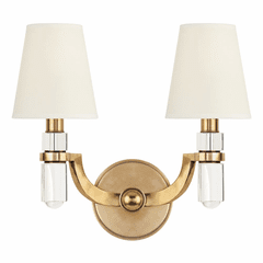 Hudson Valley Dayton 2-LT Wall Sconce w/White Shade - Aged Brass - 982-AGB-WS