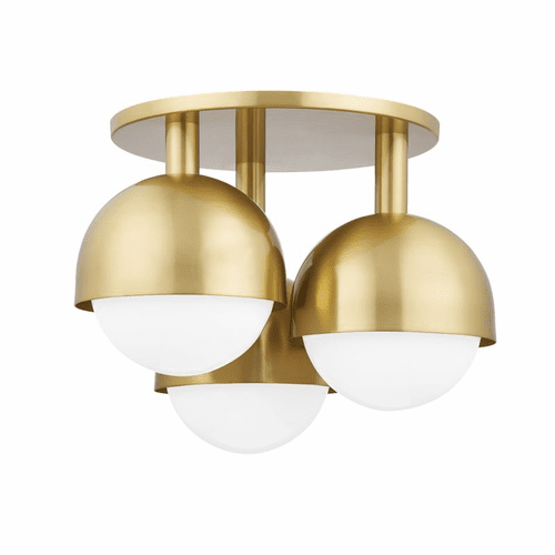 Hudson Valley Foster 3 Light Semi Flush - Aged Brass - 1203-AGB