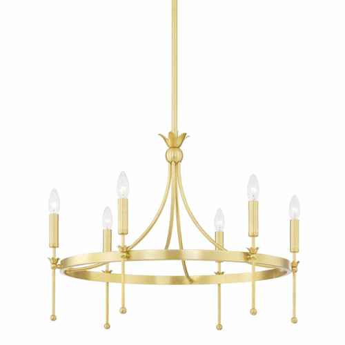 Hudson Valley Gates 6 Light Chandelier - Aged Brass - 4327-AGB