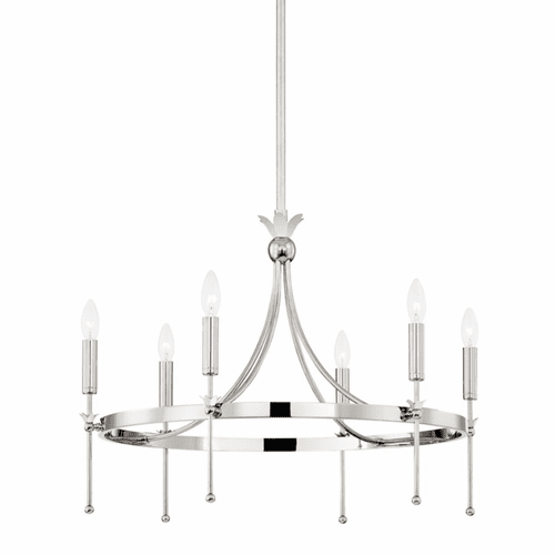 Hudson Valley Gates 6 Light Chandelier - Polished Nickel - 4327-PN