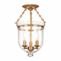 Hudson Valley Hampton 3-LT Semi Flush - Aged Brass - 251-AGB-C1
