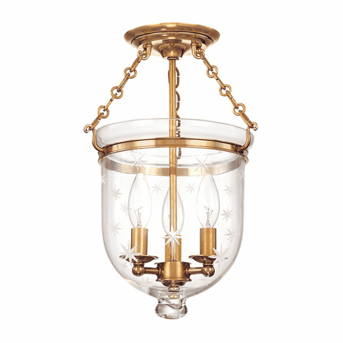 Hudson Valley Hampton 3-LT Semi Flush - Aged Brass - 251-AGB-C3