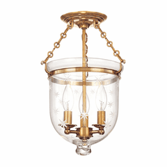 Hudson Valley Hampton 3-LT Semi Flush - Aged Brass - 251-AGB-C3