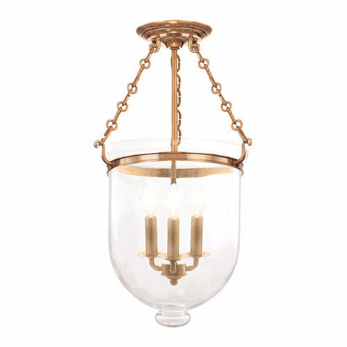 Hudson Valley Hampton 3-LT Semi Flush - Aged Brass - 253-AGB-C1