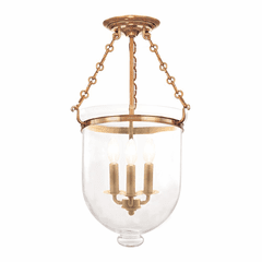 Hudson Valley Hampton 3-LT Semi Flush - Aged Brass - 253-AGB-C1