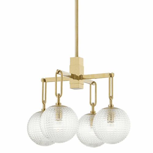 Hudson Valley Jewett 4-LT Chandelier - Aged Brass - 7104-AGB