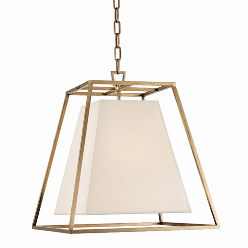 Hudson Valley Kyle 4-LT Pendant w/White Shade - Aged Brass - 6917-AGB-WS