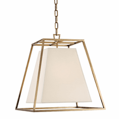 Hudson Valley Kyle 4-LT Pendant w/White Shade - Aged Brass - 6917-AGB-WS