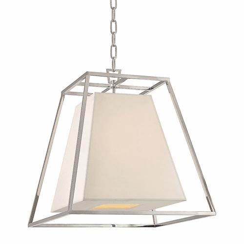 Hudson Valley Kyle 4-LT Pendant w/White Shade - Polished Nickel - 6917-PN-WS