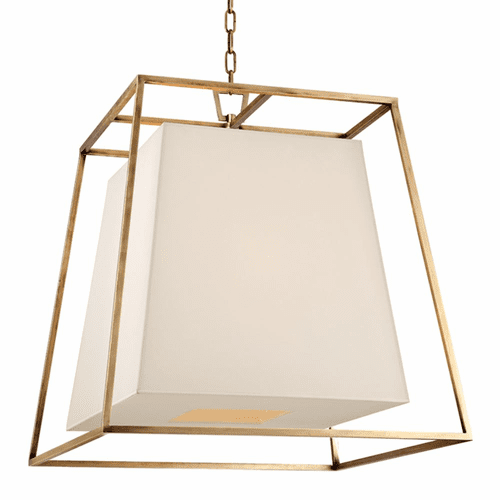 Hudson Valley Kyle 6-LT Chandelier w/White Shade - Aged Brass - 6924-AGB-WS