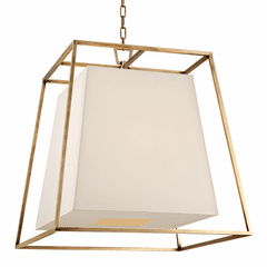 Hudson Valley Kyle 6-LT Chandelier w/White Shade - Aged Brass - 6924-AGB-WS