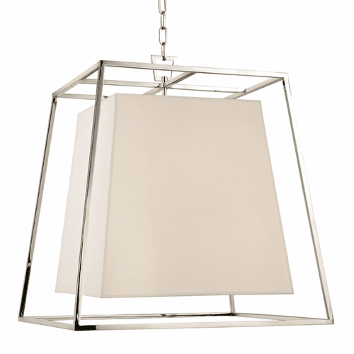 Hudson Valley Kyle 6-LT Chandelier w/White Shade - Polished Nickel - 6924-PN-WS