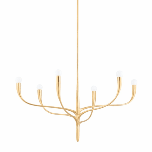 Hudson Valley Labra 6 Light Chandelier - Vintage Gold Leaf - 9606-VGL