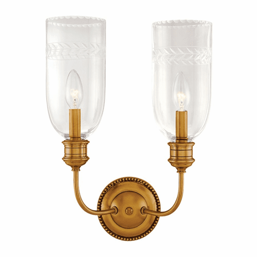 Hudson Valley Lafayette 2-LT Wall Sconce - Aged Brass - 292-AGB