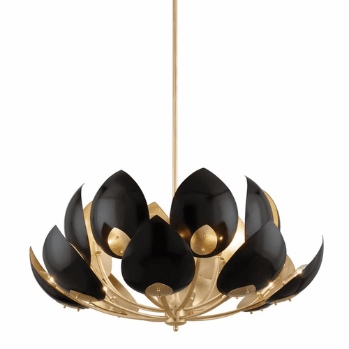 Hudson Valley Lotus 16-LT Chandelier - Gold Leaf/Black - 5739-GL/BK