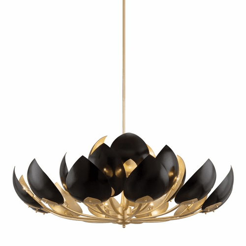 Hudson Valley Lotus 21-LT Chandelier - Gold Leaf/Black - 5754-GL/BK