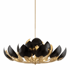 Hudson Valley Lotus 21-LT Chandelier - Gold Leaf/Black - 5754-GL/BK
