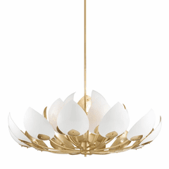 Hudson Valley Lotus 21-LT Chandelier - Gold Leaf/White - 5754-GL/WH