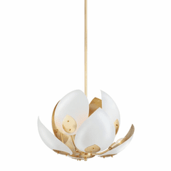 Hudson Valley Lotus 8-LT Chandelier - Gold Leaf/White - 5708-GL/WH