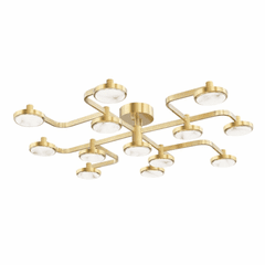 Hudson Valley Meander 13 Light Semi Flush - Aged Brass - 6343-AGB