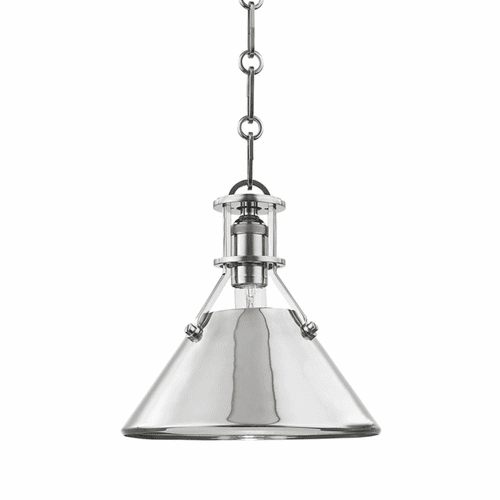 Hudson Valley Metal No.2 1-LT Small Pendant - Polished Nickel - MDS951-PN