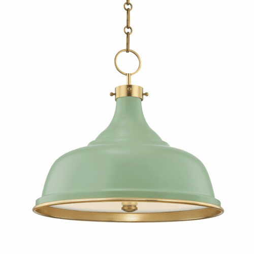 Hudson Valley Painted No.1 3-LT Pendant - Aged Brass/Leaf Green - MDS300-AGB/LFG