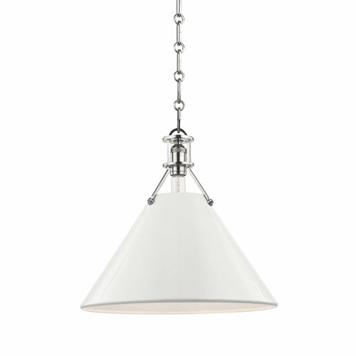 Hudson Valley Painted No.2 1-LT Large Pendant - Polished Nickel/Ow - MDS352-PN/OW