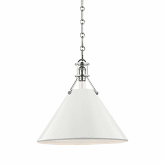 Hudson Valley Painted No.2 1-LT Large Pendant - Polished Nickel/Ow - MDS352-PN/OW