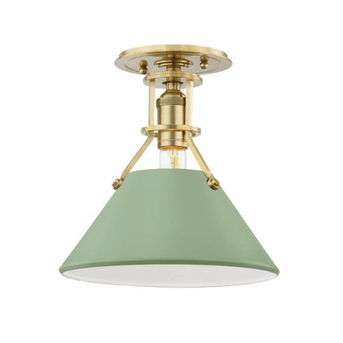 Hudson Valley Painted No.2 1-LT Semi Flush Mount - Aged Brass - MDS353-AGB/LFG