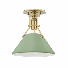 Hudson Valley Painted No.2 1-LT Semi Flush Mount - Aged Brass - MDS353-AGB/LFG