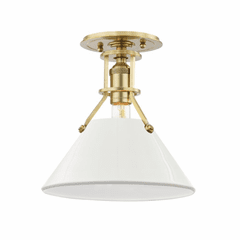 Hudson Valley Painted No.2 1-LT Semi Flush Mount - Aged Brass - MDS353-AGB/OW
