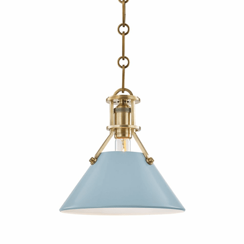 Hudson Valley Painted No.2 1-LT Small Pendant - Aged Brass/Blue - MDS351-AGB/BB
