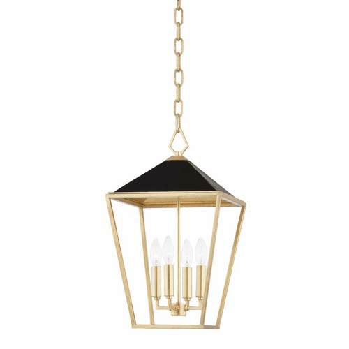 Hudson Valley Paxton 4 Light Small Pendant - Gold Leaf/Black - 5713-GL/BK