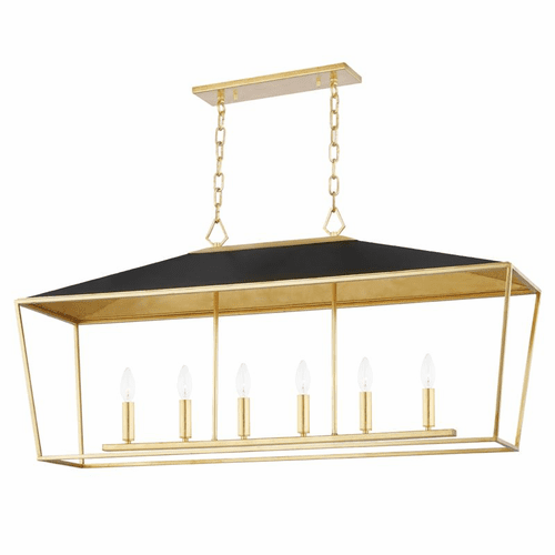 Hudson Valley Paxton 6 Light Island Light - Gold Leaf/Black - 5748-GL/BK