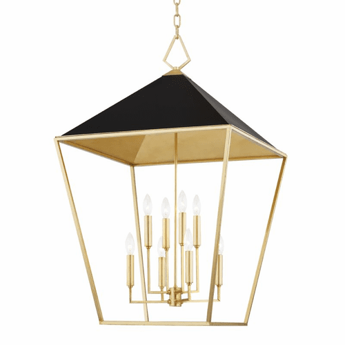 Hudson Valley Paxton 8 Light Large Pendant - Gold Leaf/Black - 5724-GL/BK