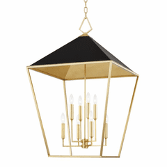 Hudson Valley Paxton 8 Light Large Pendant - Gold Leaf/Black - 5724-GL/BK