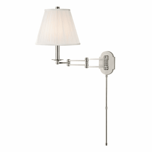 Hudson Valley Ravena 1-LT Wall Sconce w/Plug - Polished Nickel - 9321-PN
