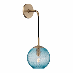 Hudson Valley Rousseau 1-LT Wall Sconce-Blue Glass - Aged Brass - 2020-AGB-BL