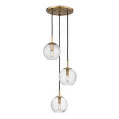 Hudson Valley Rousseau 3-LT Pendant w/Clear Glass - Aged Brass - 2033-AGB-CL Hudson Valley Rousseau 3-LT Pendant w/Clear Glass - Aged Brass - 2033-AGB-CL