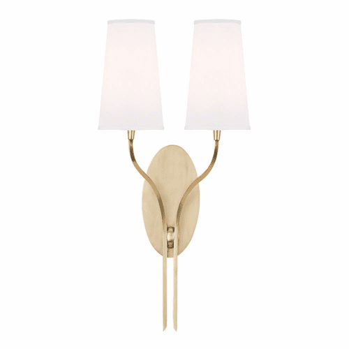 Hudson Valley Rutland 2-LT Wall Sconce w/White Shade - Aged Brass - 3712-AGB-WS