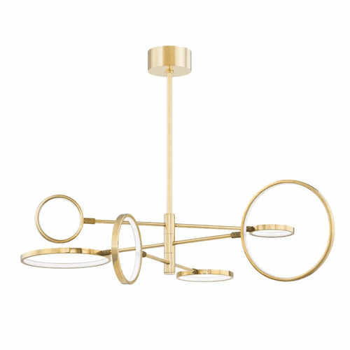 Hudson Valley Saturn 6-LT LED Chandelier - Aged Brass - 4106-AGB