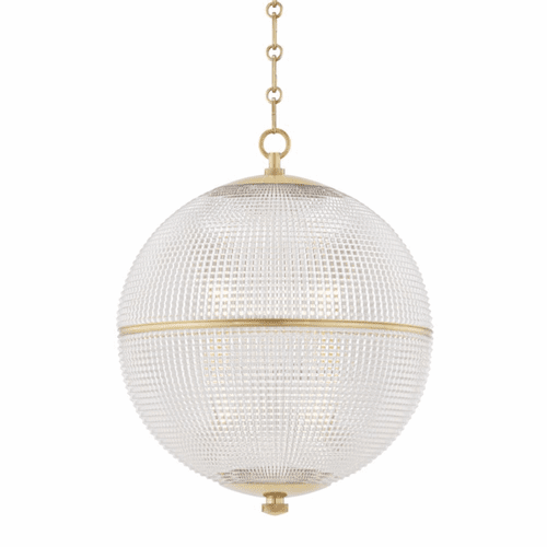 Hudson Valley Sphere No. 3 1 Light Large Pendant - Aged Brass - MDS801-AGB