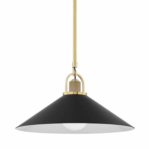 Hudson Valley Syosset 1-LT Large Pendant - Aged Brass& Black - 2620-AGB/BK